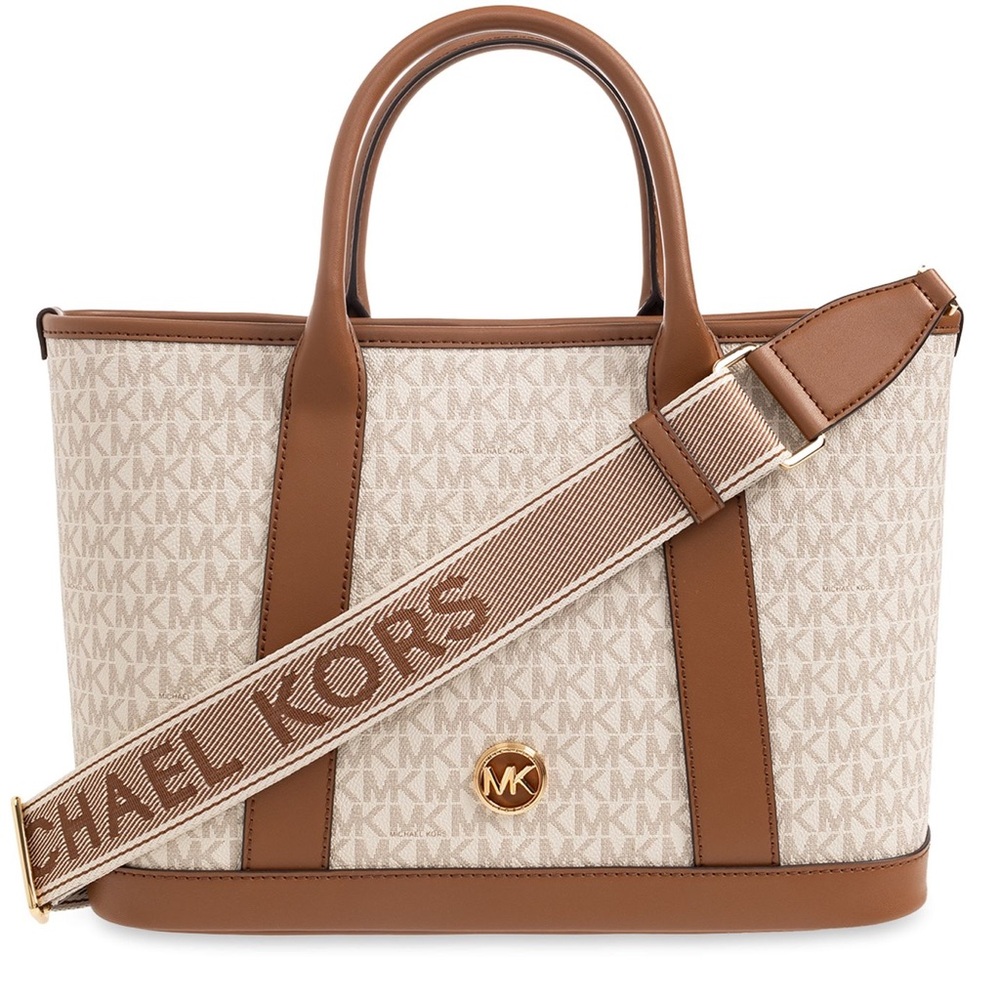 Michael Kors Tan and Cream Logo Crossbody Bag